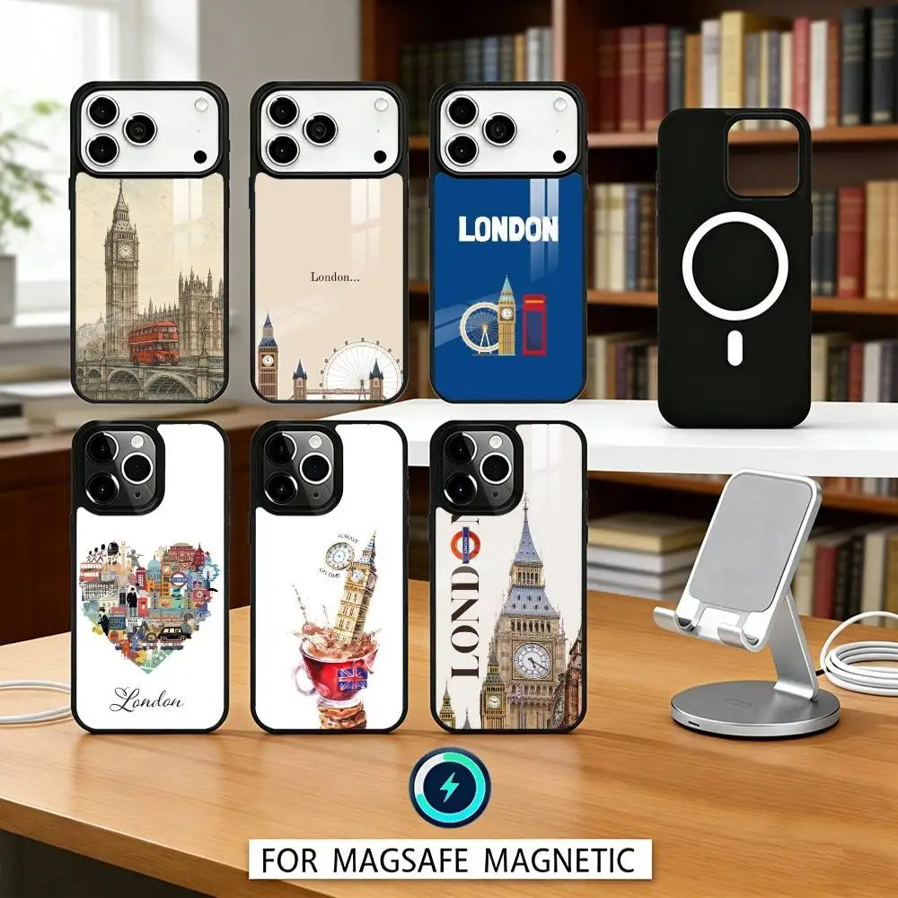 

Чехол для телефона London Whispers с магнитной фиксацией для iPhone 17, 16, 15, 14, 13, 12 Pro Max, совместимый с беспроводной зарядкой MagSafe