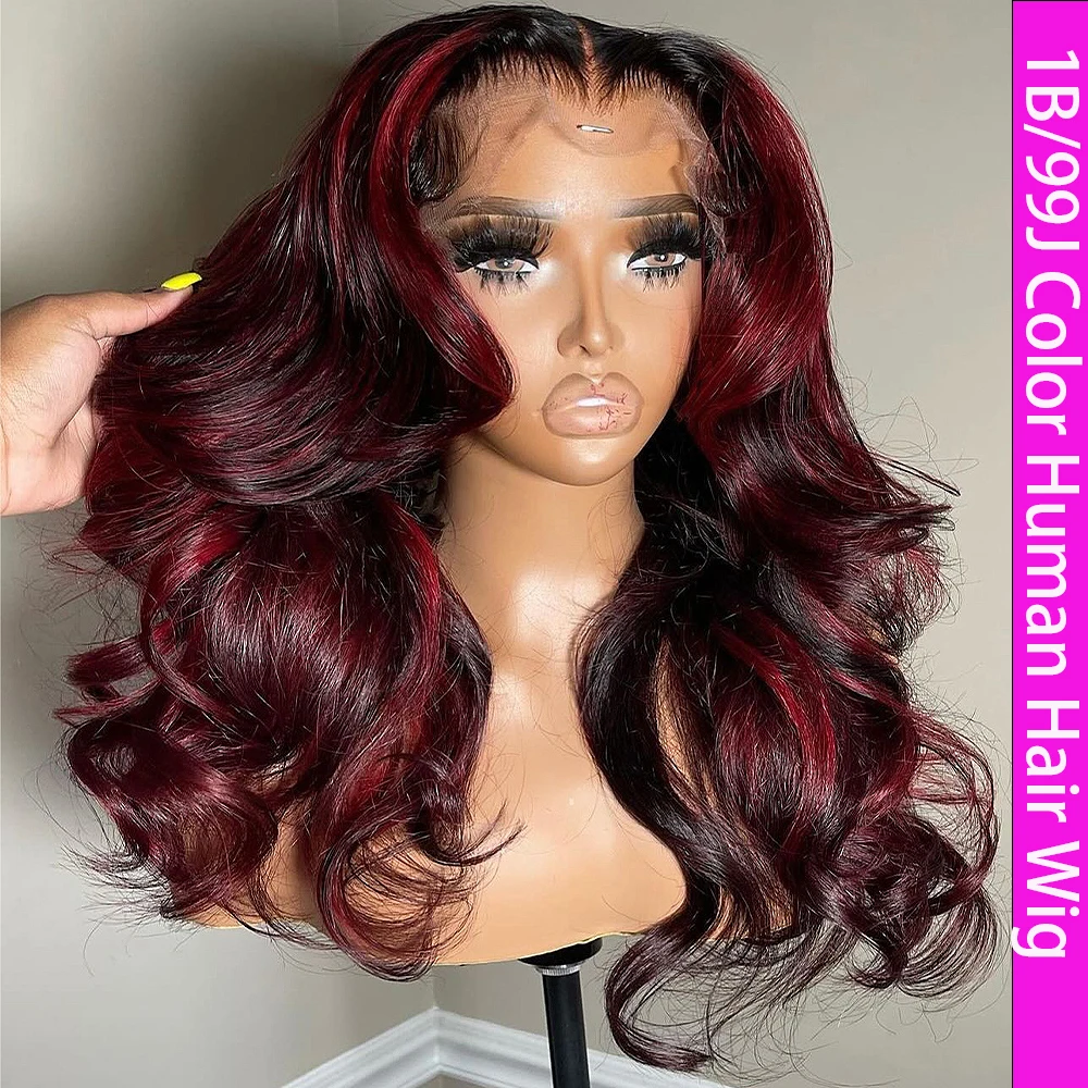 

Выделите Объемная Волна Парик Человеческих Волос 360 HD Прозрачный Парик Фронта Шнурка 1B/99J Цвет Парик Человеческих Волос Для Женщин Бразильский Парик Реми