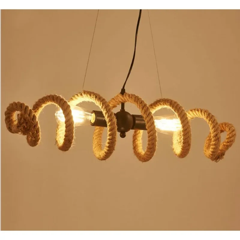 

American Retro Loft Personality Wave Twine Chandelier Cafe Bar Clothing Store Restaurant Industrial Wind Pendant Lights