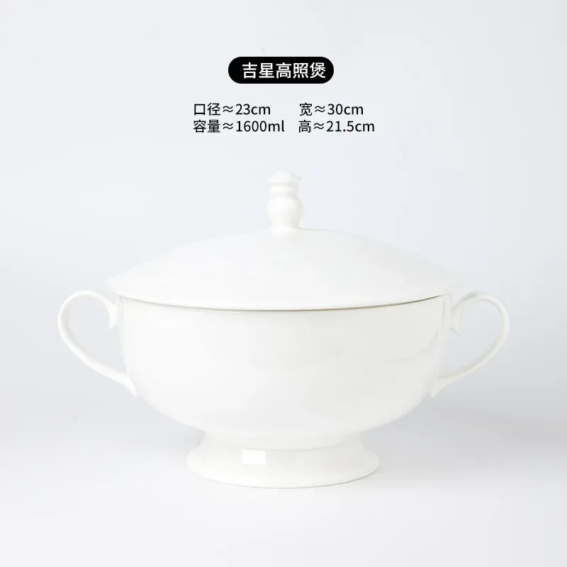Household Double-sided Covered Ceramic Soup Pot Creative Hotel Pure White Chinese Style Multi functional Kitchen Cookware G
