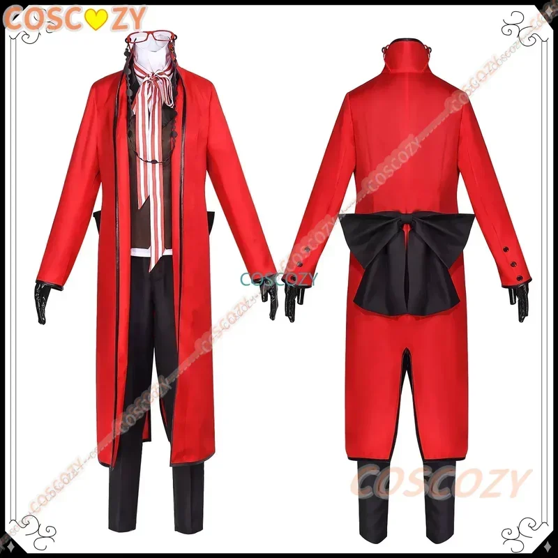 Shinigami Grell Sutcliff disfraz de Cosplay muerte Shinigami Grell Sutcliff uniforme rojo gafas peluca roja Halloween mujeres hombres traje