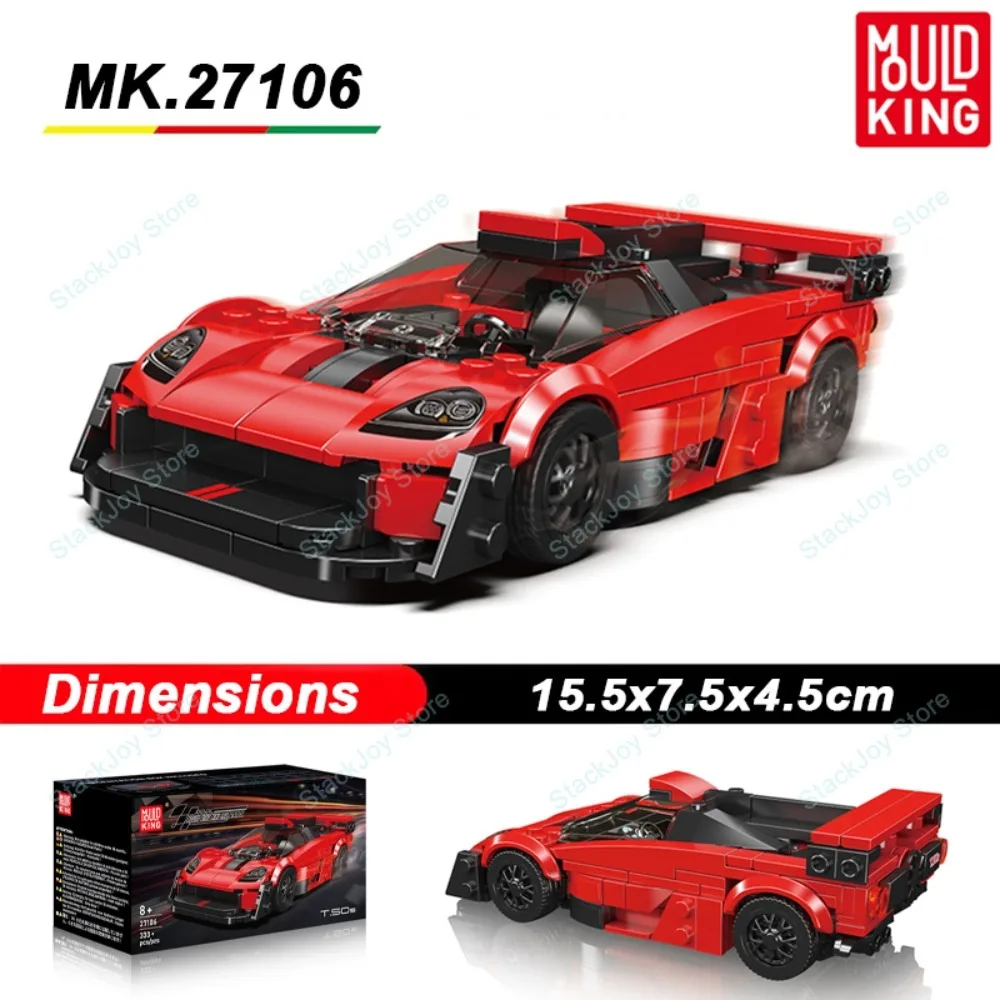 Schimmel Koning 333 Stuks Rode Hypercar Stadsauto Bouwstenen Technische Sport Racing voertuig Educatief Speelgoed Decoratie Kerstcadeau