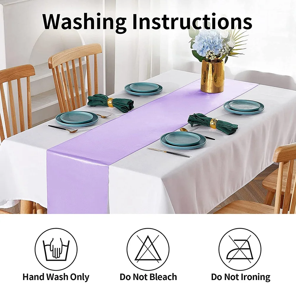 A01F-Pack Of 5 Satin Table Runner 12 X 108 Inch Long,Lavender Table Runners For Wedding,Birthday Parties,Banquets Decorations