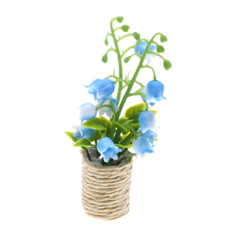 1:12 casa de muñecas en miniatura, lirio del valle, planta en maceta, maceta, bonsái, modelo de decoración para el hogar, juguete, accesorios para casa de muñecas