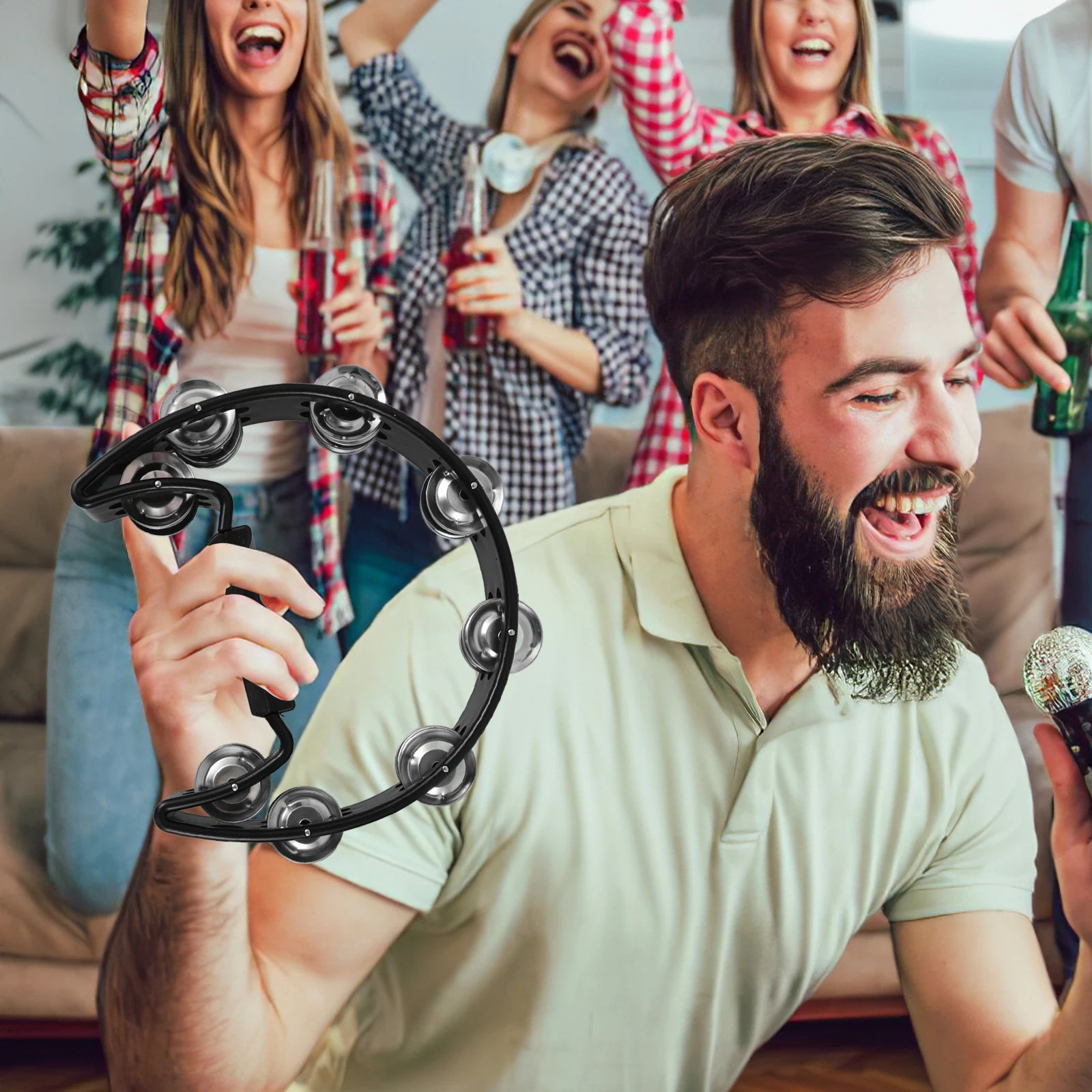 

1 set Percussion Instrument Set Tambourine Hand Bell Combo Beginner Rhythm Music Instruments for Band Practice Portable Small