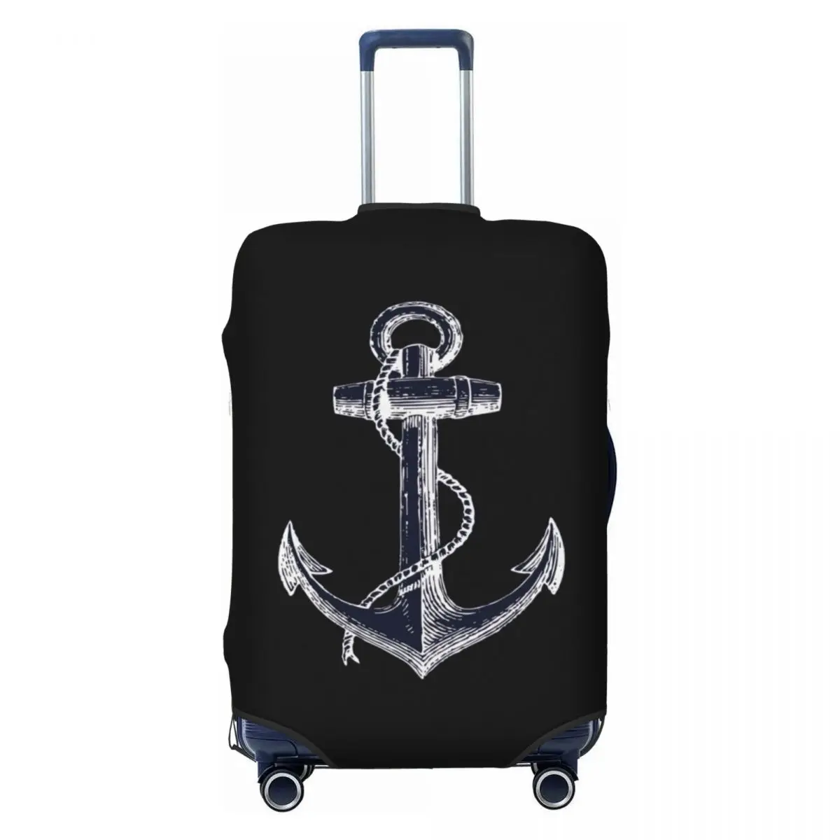 CUSTOM Nautical สีขาวน้ําเงิน Anchor กระเป๋าเดินทาง Protector ตลกเดินทางกะลาสีผจญภัยกระเป๋าเดินทางสําหรับ 18-32 นิ้ว