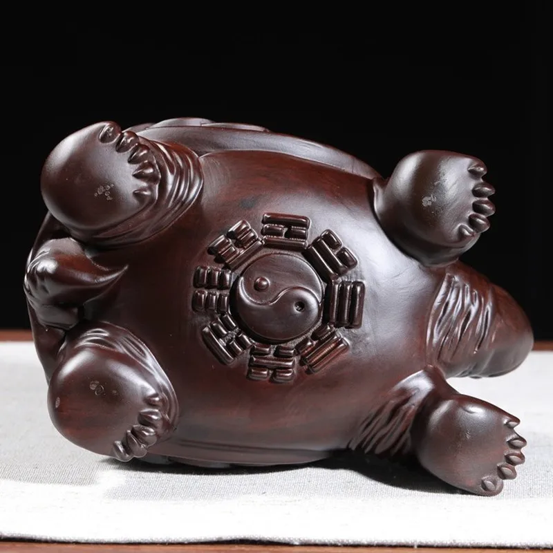 Wood Carving Water Wooden Ebony Turtle Men'S Crafts Plaything Car Small Ornaments Fujia World Backpack Cham Pray for peace Safe