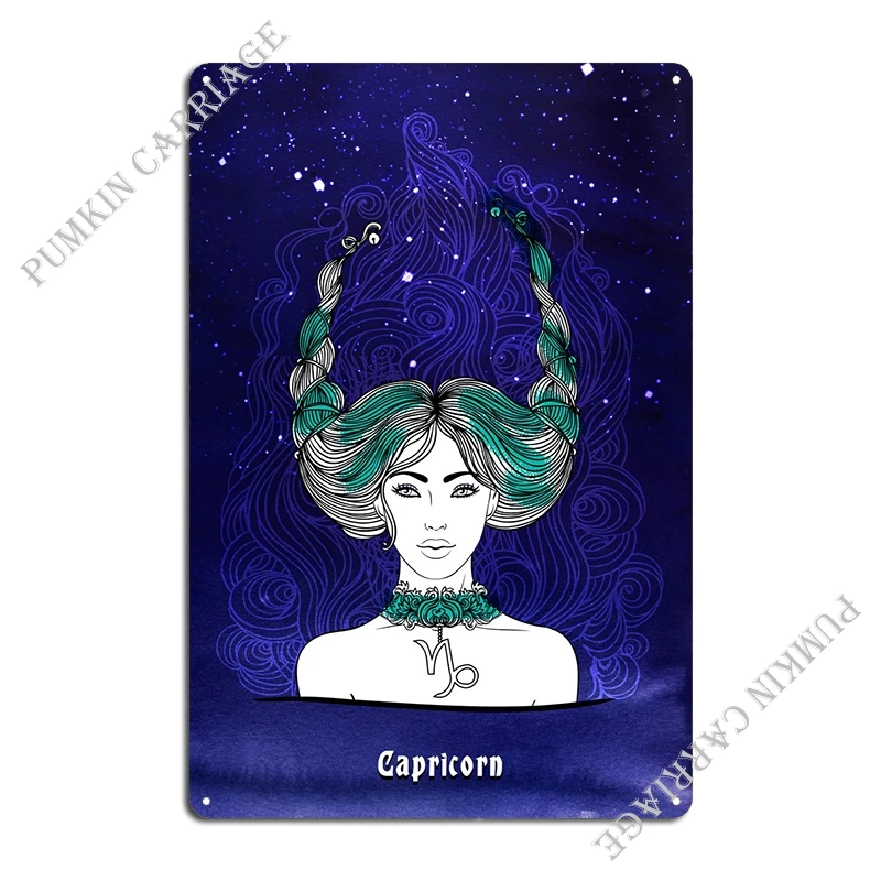 Zodiac Female Capricorn Metal Signs Home Painting Pub Mural Tin Sign Poster