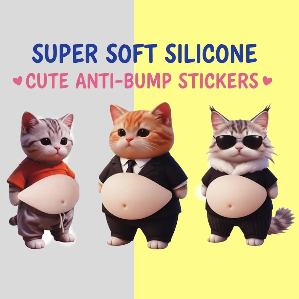 

2 шт. милые 3D-наклейки из мягкого силикона в виде пухлых кошек (Мейн-кун, оранжевые) для автомобиля и дома, антистрессовые, защита от ударов