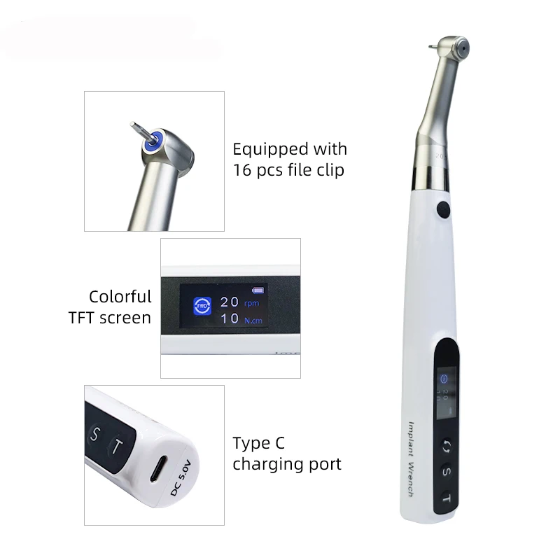 Dental Portable Implant Drills Torque Electric Wrench 20:1 Angle Irrigation Water Low Speed Handpiece Dental Surgical Motor