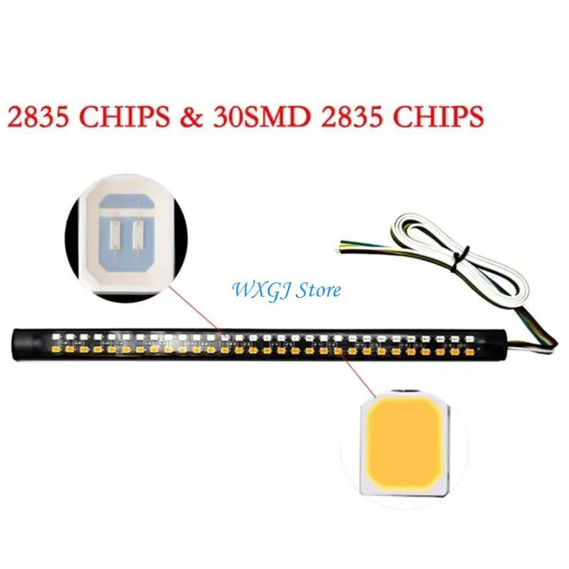 

37JE Bright Motorcycle Stripe Light Tail Brake Stop Turn Lamp 20/30/40cm 12V