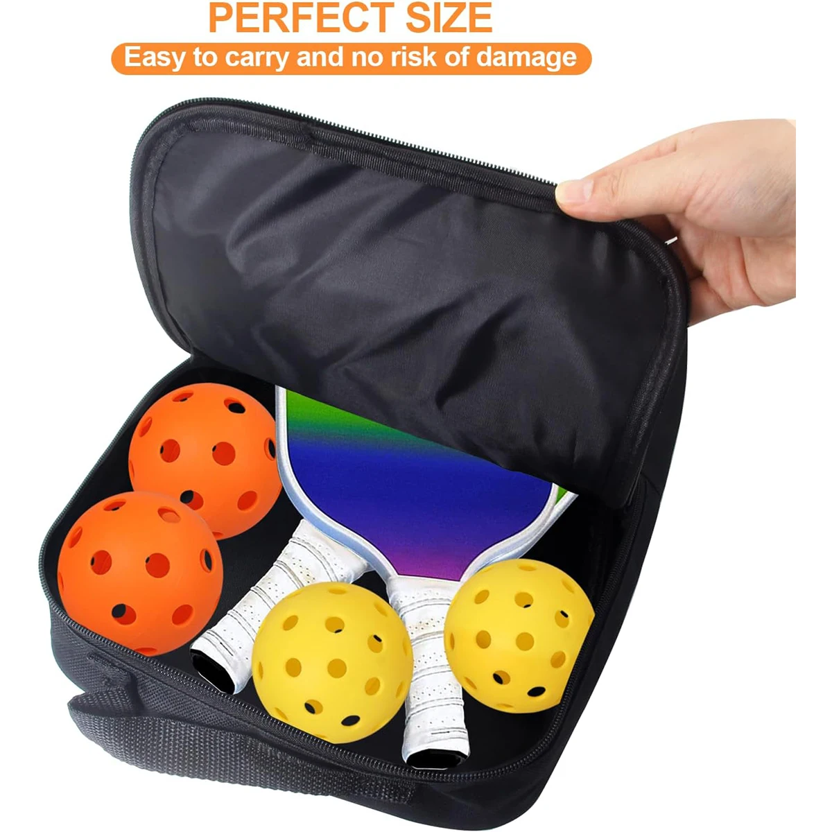 1pc Pickleball Paddle Cover with Pocket, With Extra Storage Space Pocket for Accessories, Fits Store 2 Paddle &4balls, Zipper C image 4