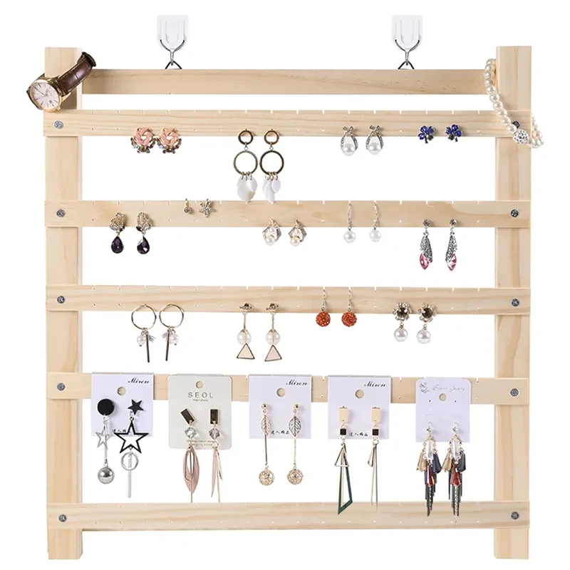 

Earrings Jewelry Stands Display Wooden Storage Organizer Holders Necklace Ring Rack Wall Hanging Jewelry Decoration