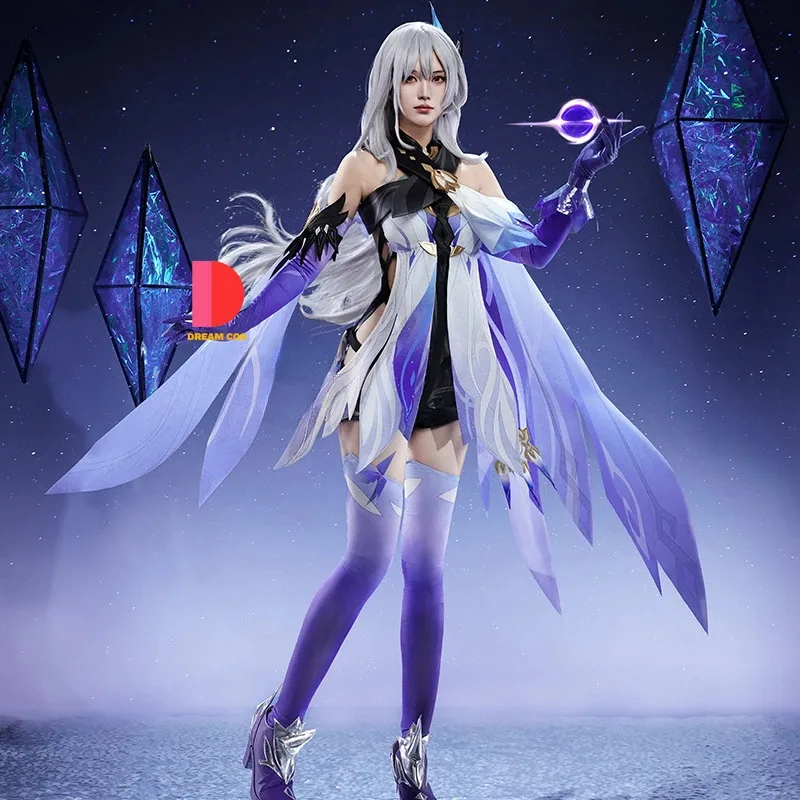 CyGenshin Impact Skirk Strój Cosplay Peruka Sukienka Mundur Szermierka Nakrycie Głowy Mistrz Tartaglia Abyss Halloween Party Kobiety Profesjonalny