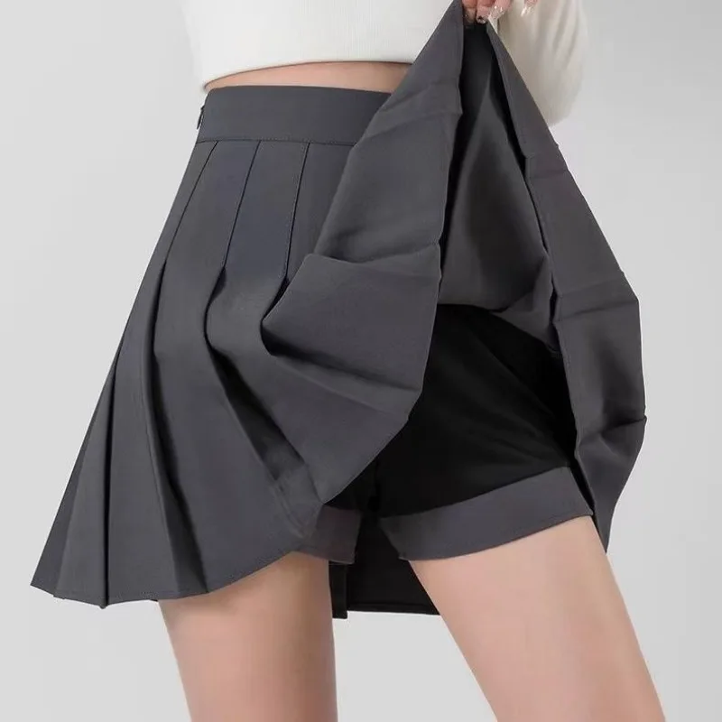 Women Pleated Skirt Black JK A-line Short Dress Clothing Vintage High Waist Streetwear Sweet Chic Sexy Casual Slim Solid