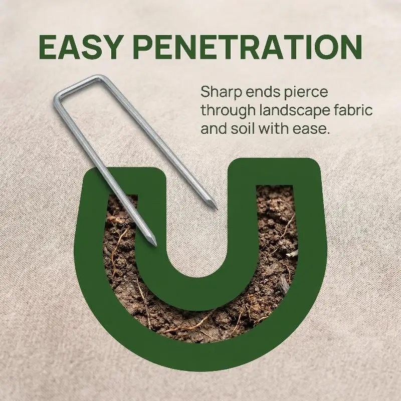 U Shaped Galvanized Steel Garden Staples Heavy Duty Stakes for Lawn Pins Securing Landscape Fabric Fence Tubing