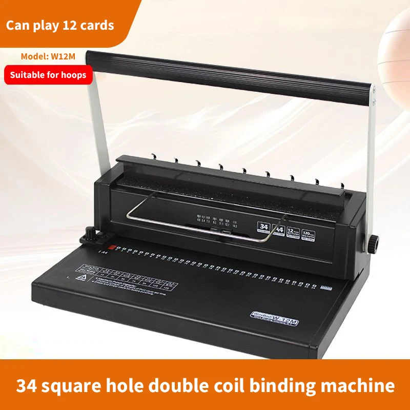 34-Hole A4 Punch Line-O Double Ring Binding Machine for Brochures, Office Documents, Menus, and Notebooks