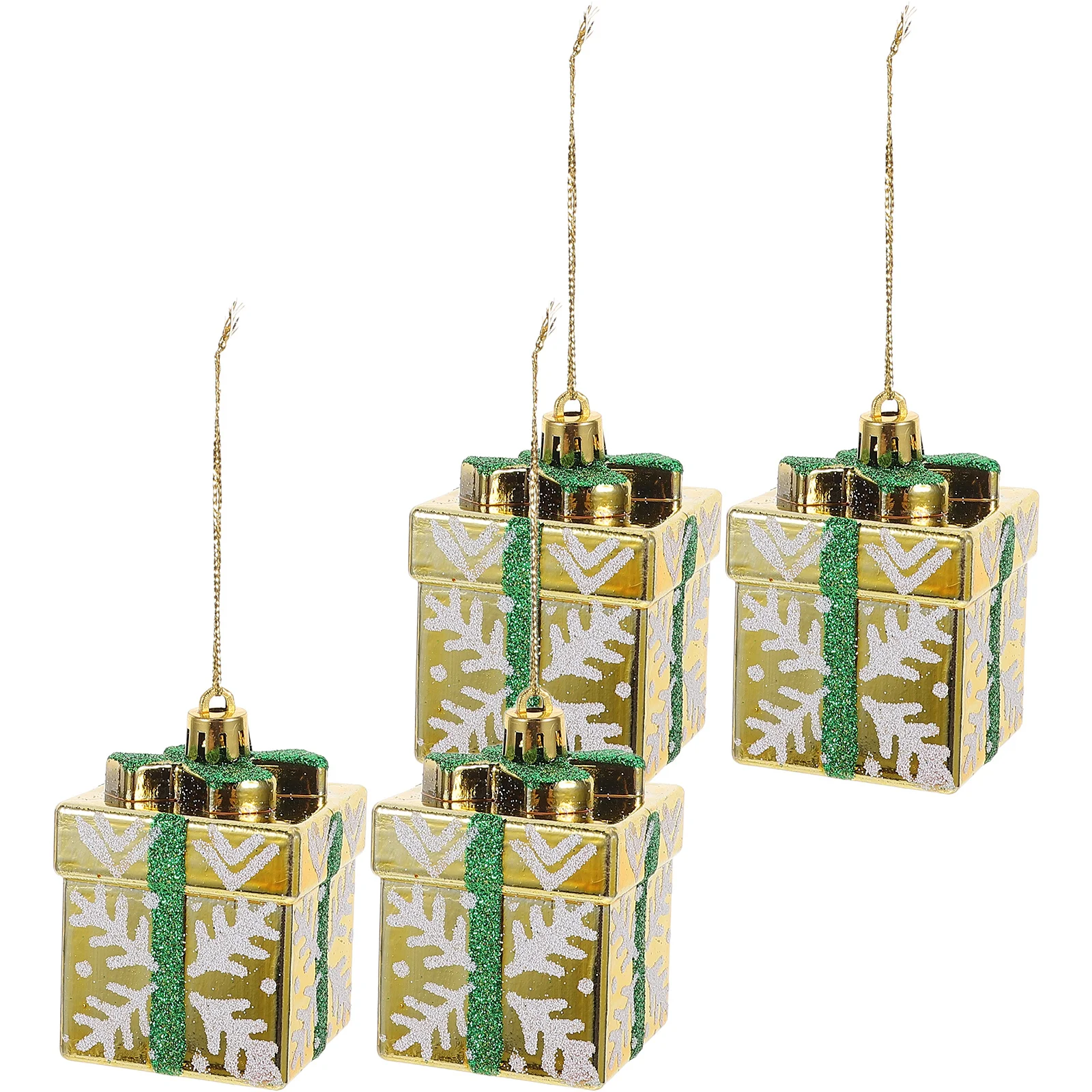 

4Pcs Hand Painted Christmas Gift Box Ornaments Festive Hanging Decorations for Tree Xmas Party Home Holiday Decorations Set