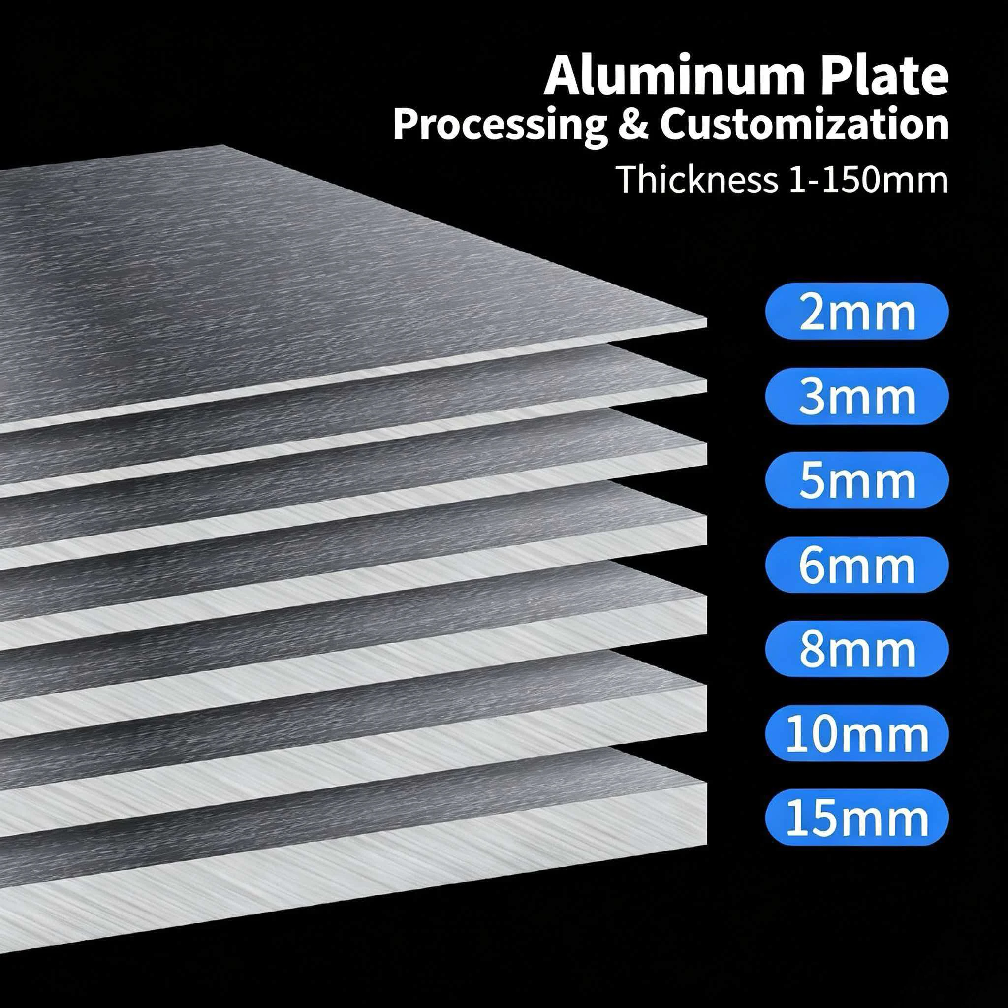 11PCS 1060 Aluminum Alloy Flat Bar Plate Home DIY Metal Thickness 1 2 3 4 5 8mm Width 100mm 200mm 300mm Length 100/200/300mm