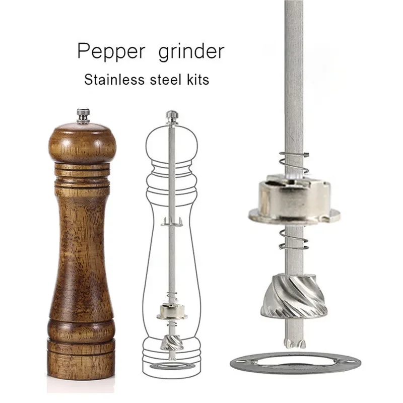 6 8 10 inch 1pc Grinder Pepper Mill Parts Accessories Manual Salt Mill Zinc Alloy Core With Iron Pole Kits Stainless Steel Core