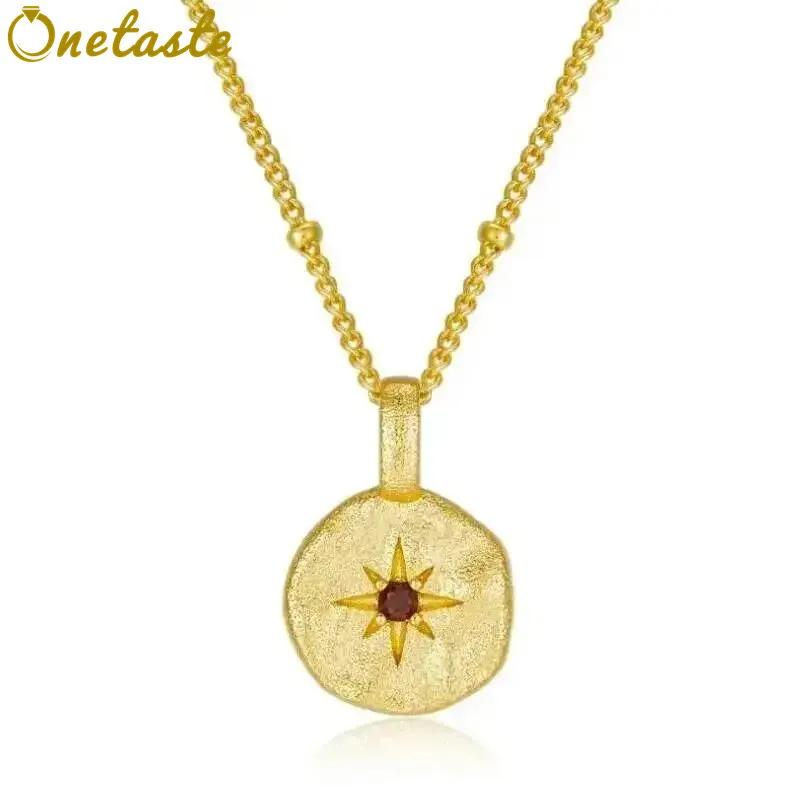 

Ожерелье с подвеской в виде диска из стерлингового серебра 925 пробы с натуральным гранатом и звездами для женщин, ограниченный выпуск, первый приход, первый