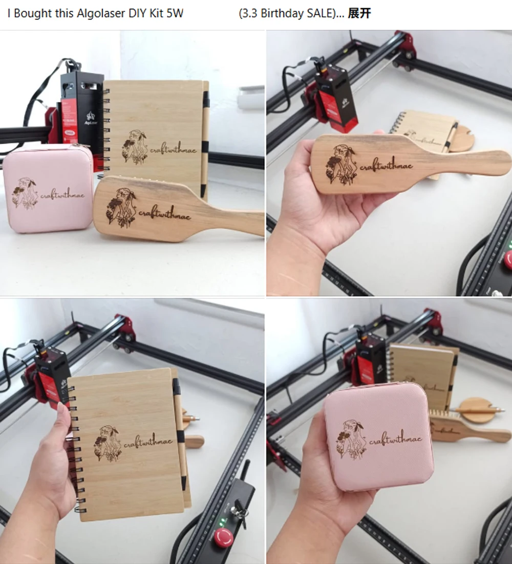 AlgoLaser Laser Engraver 2W 5W 10W 20W Output Laser Cutter Engraver for Wood and Metal /Emergency Stop Flame & Gyro Detectio
