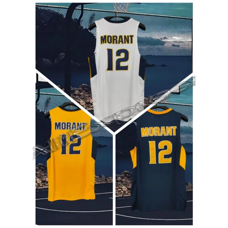 Basketball Jersey Men Oversize 12 Ja Morant Murray State Embroidery Sewing Breathable Athletics Sport Street Hip Hop Sportswear