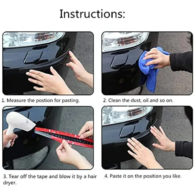 2Pcs Car Bumper Protector Strip Anti-collision Protection Strips Sticker Guard Corner Protector Scratch Body Auto Accessories