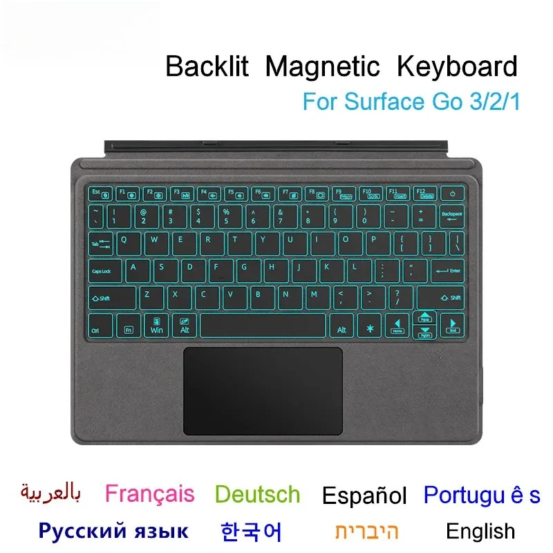 Teclado retroiluminado magnético para Microsoft Surface Go 3 1 2 Tablet PC Go3 Go2 Go1 10.1 10.5 pulgadas, cubierta de teclado para PC