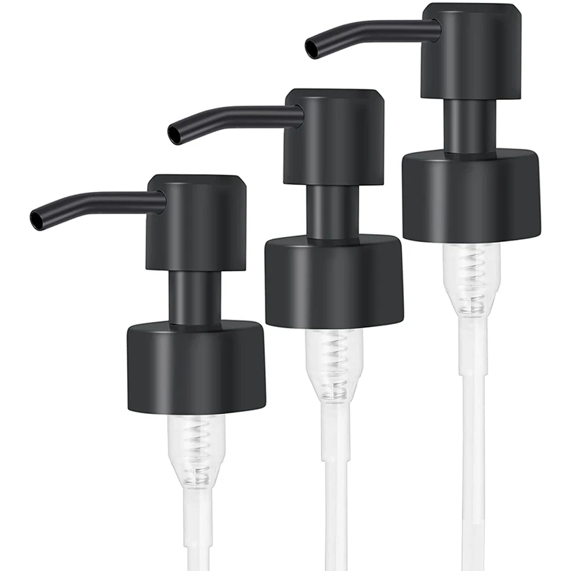 Reemplazo de bomba dispensadora de jabón líquido de acero inoxidable, 6 uds., con rosca para boquilla y tubo de tamaño de cuello estándar 28/400