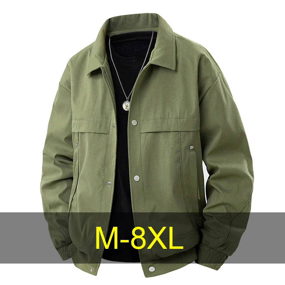

Cargo Jacket Men 8XL Plus Size Spring Autumn Coat Fashion Casual Lapel Jacket Male Solid Color Outerwear Outdoor