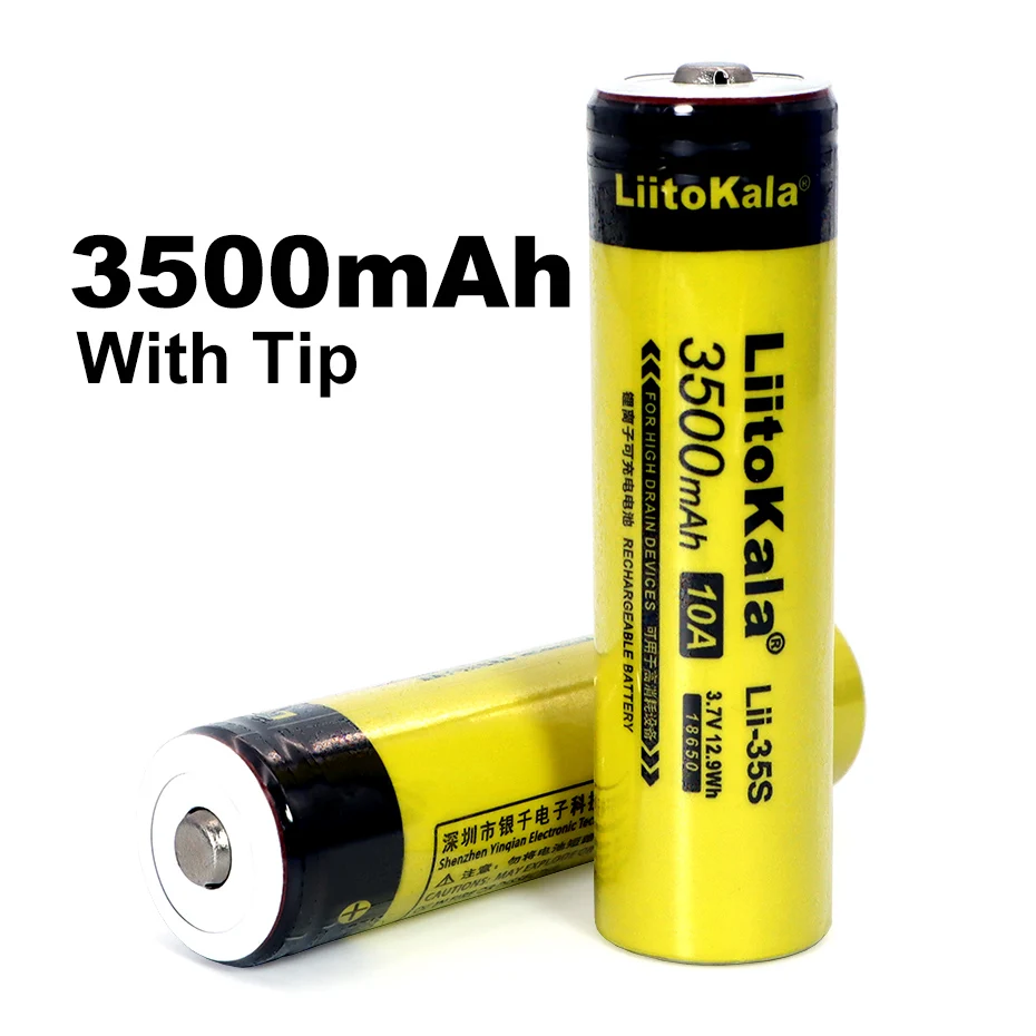 LiitoKala-بطارية ليثيوم قابلة للشحن لمصباح LED ، Lii-35S ، 18650 بطارية ، 3.7 فولت ، 3500 مللي أمبير ، وأشار ، لتقوم بها بنفسك ، جديد