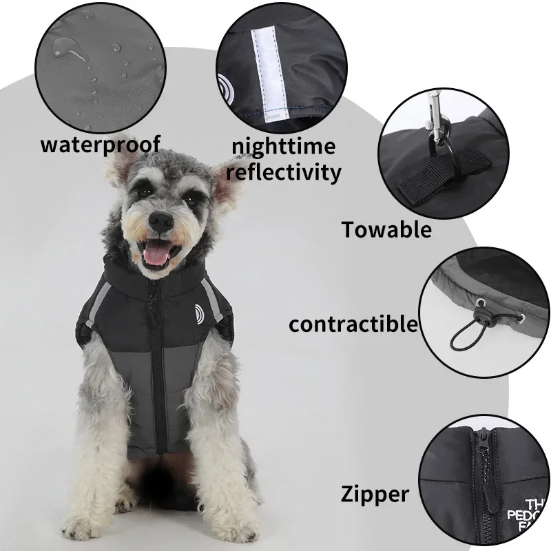 New Warm Windproof Dog Coat - Winter Jacket With Cotton Padding - Outdoor Warm Vest For Small Medium Dogs - Puppy Cold Clothes