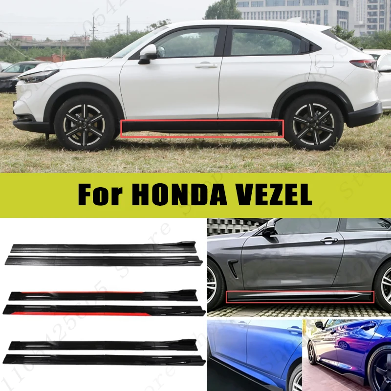 For HONDA VEZEL Racing Sport Side Skirts 2.0/2.2M 86.6" ABS Splitters Extended Lip Body Kit Bumper Modified Parts 8Pcs
