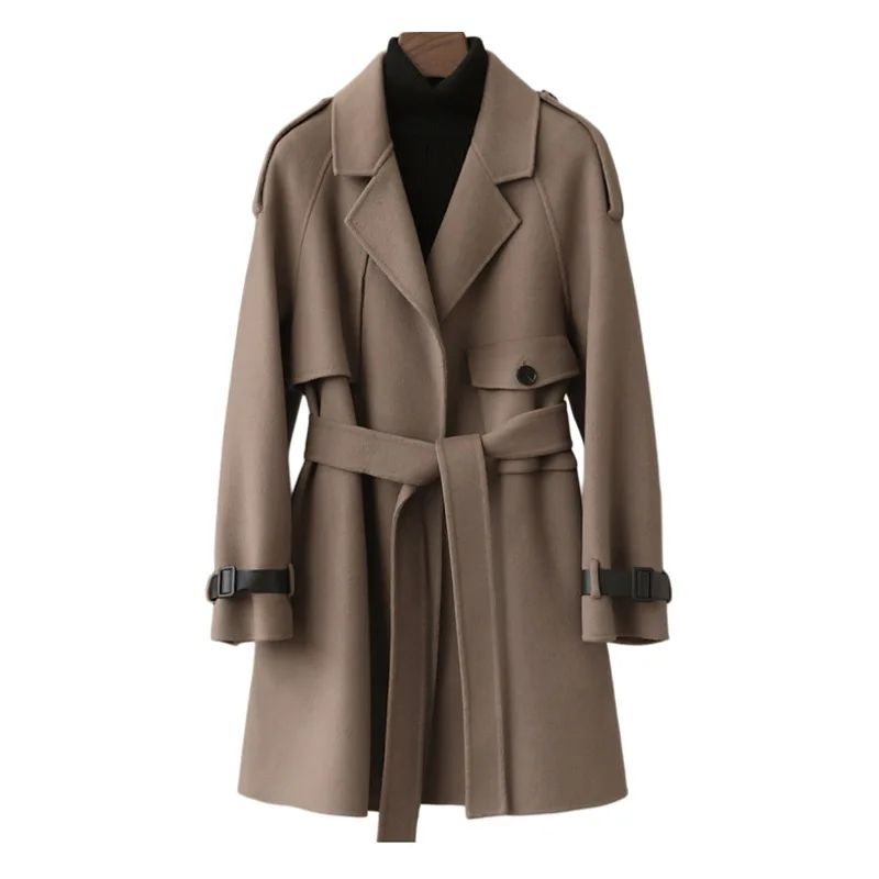 

Spring Women's Clothing 30% Cashmere 70% Australian Wool 2025 Slim Fit New Slimming Double-sided Woolen Coat