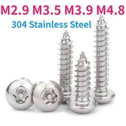 M2.9 M3.5 M3.9 M4.8 304 Stainless Steel Pin Six Petal Torx Pan Head Anti-theft Safety Self Tapping Wood Screw