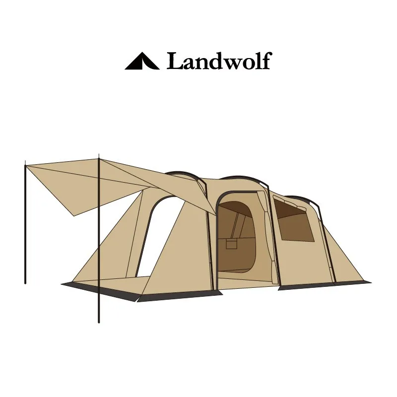 Large outdoor tent camping wild 4-8 person camping tent  Anti-rainstorm and Anti-squally Super breathable two Bedroom Landwolif