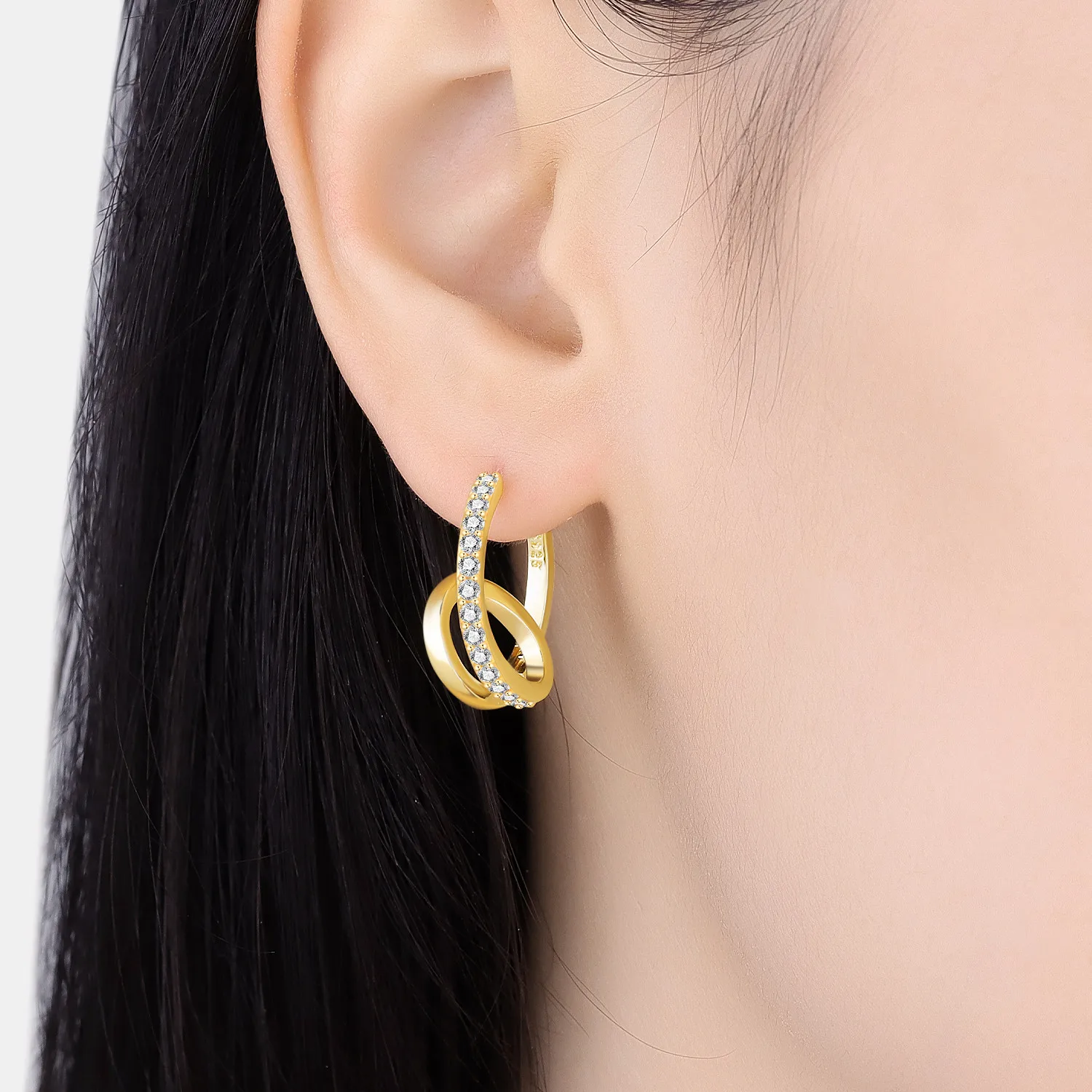 

MISEFF S925 Sterling Silver Earring 18K Gold-Plated Romantic Hoop Earrings Original Jewelry Birthday Gift For Women