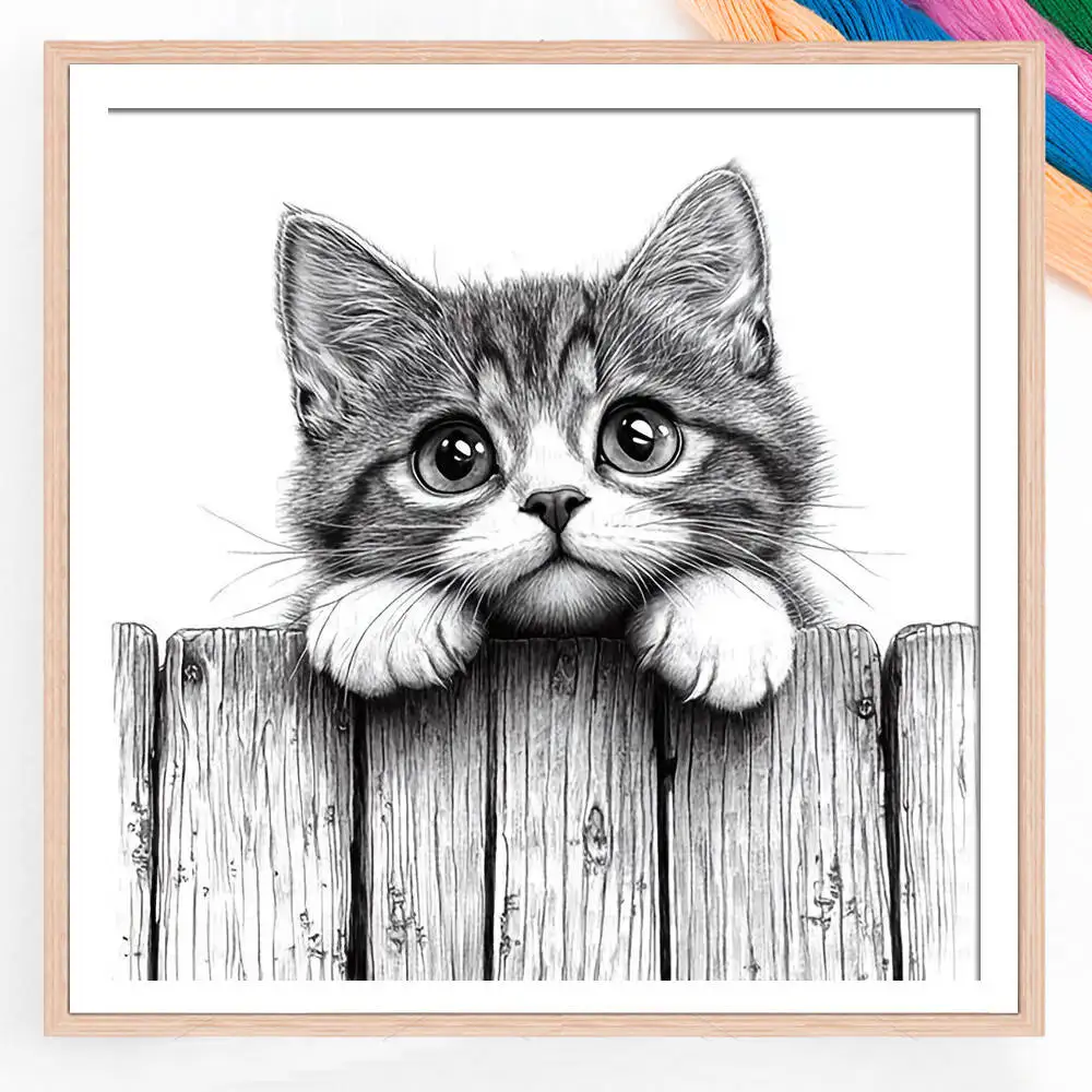 Broderie complète de fleur de cale d'animal de vache, point de croix, bricolage, toile imprimée, papillon, décor à la maison unique, 11CT