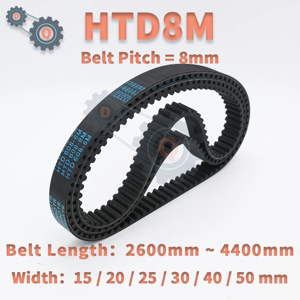 

HTD 8M Timing Belt Length 2600mm to 4400mm HTD 8M Closed Loop Belt Width 15mm 20mm 25mm 8M Belt 30mm 40mm 50mm HTD8M Rubber Belt