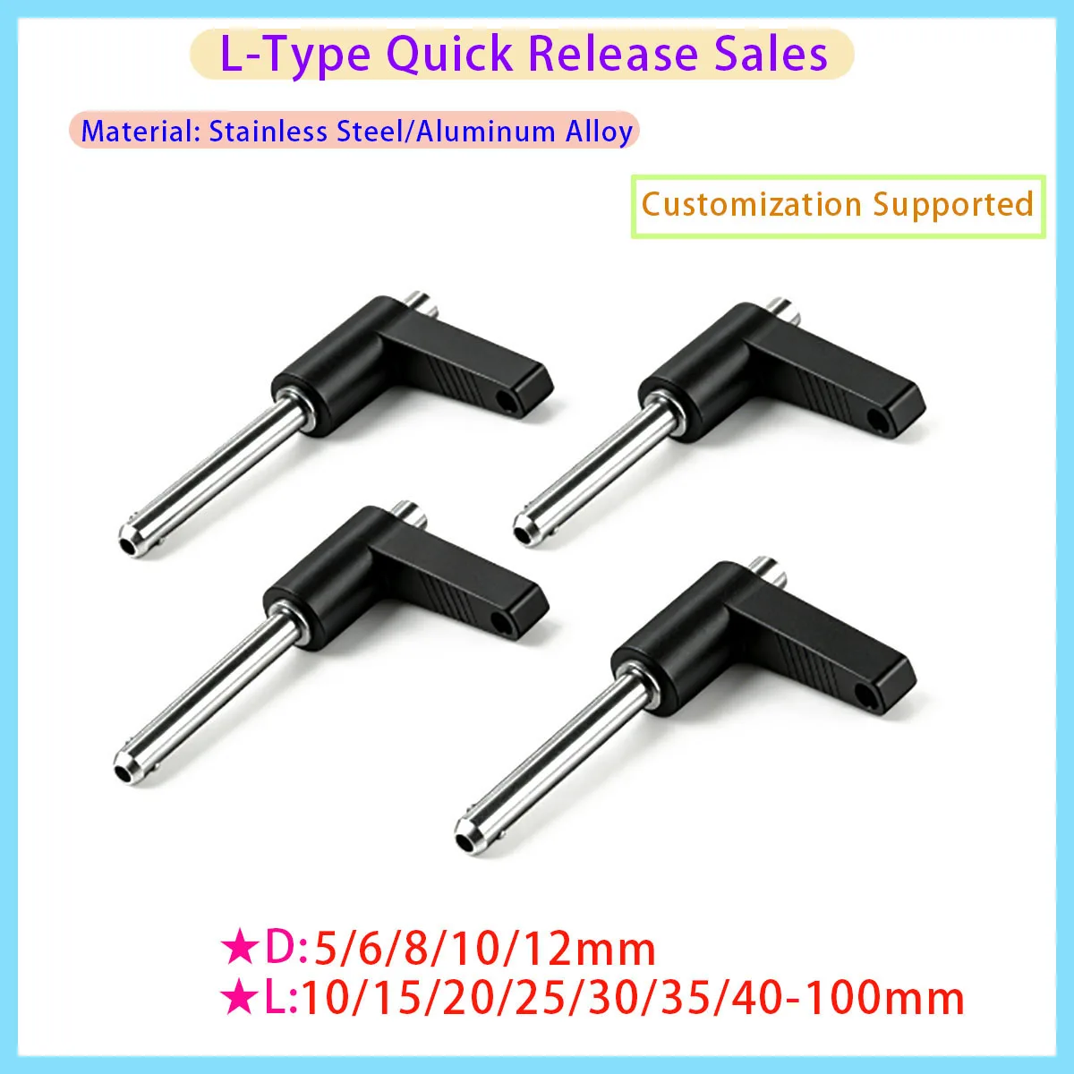 NASM MS17986 L-Handle Push Release Ball Lock Pin, Metric Quick Detach Safety Latch Pin for Line Array Speaker Cabinet