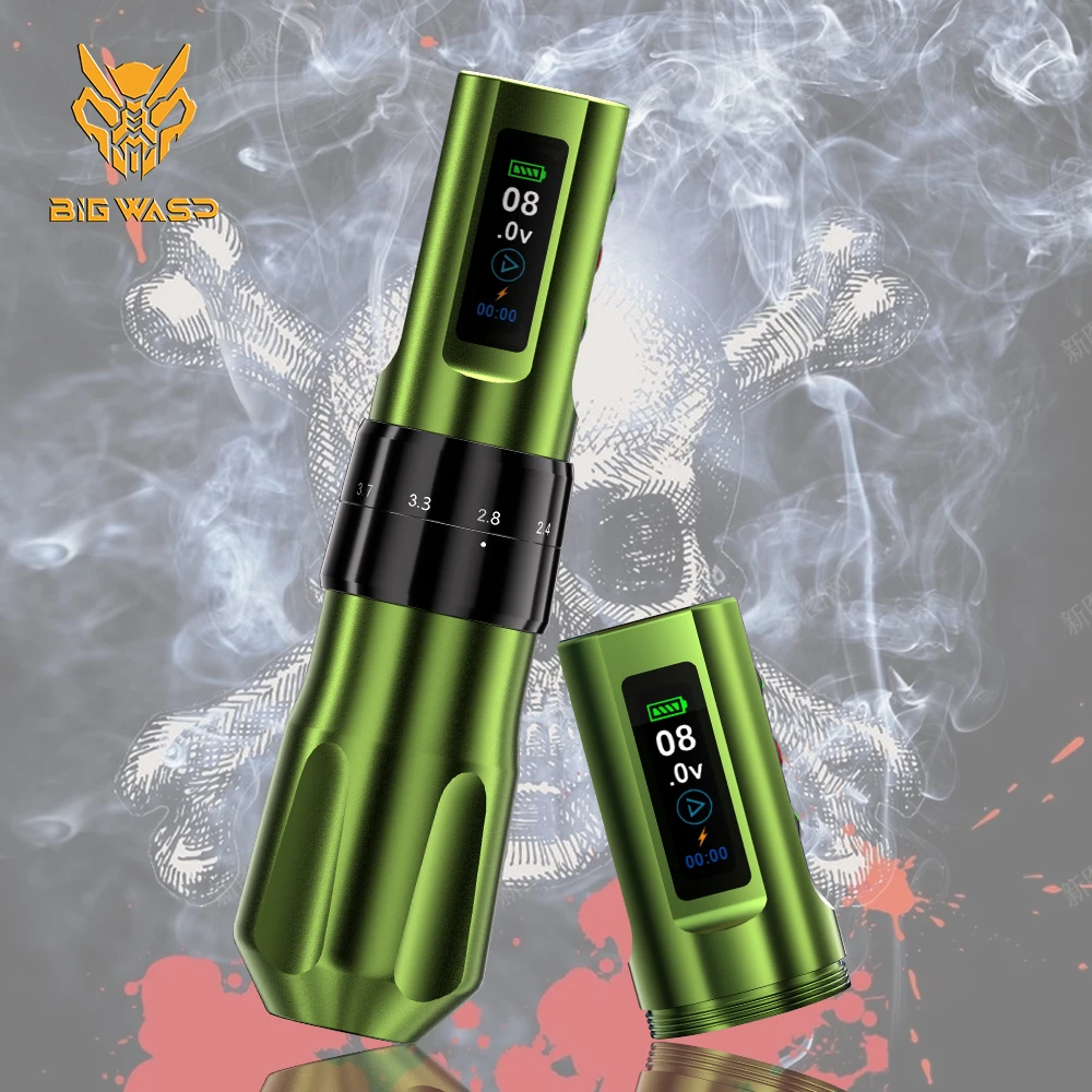 

BIGWASP Adjustable Wireless Tattoo Machine Stroke 2.0-4.2mm OLED Display 2000mAh Battery For Dotwork Tattoo Makeup Microplasty