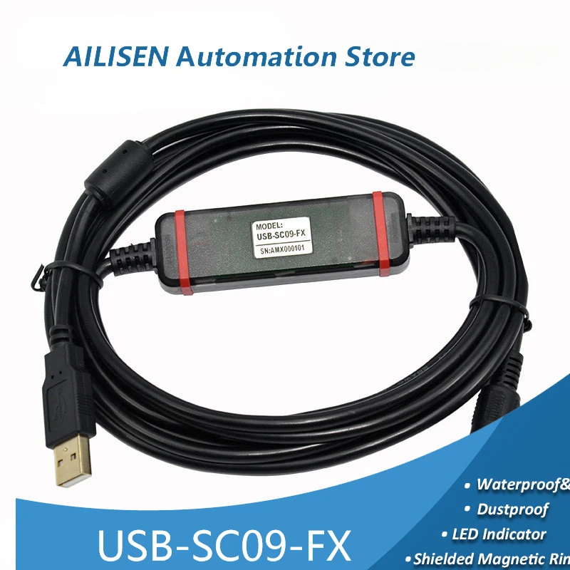 

FTDI Chip Cable USB-SC09-FX Compatible with Mitsubishi For FX1N 2N 1S 3U Series PLC Programming Cable Data Download Cable