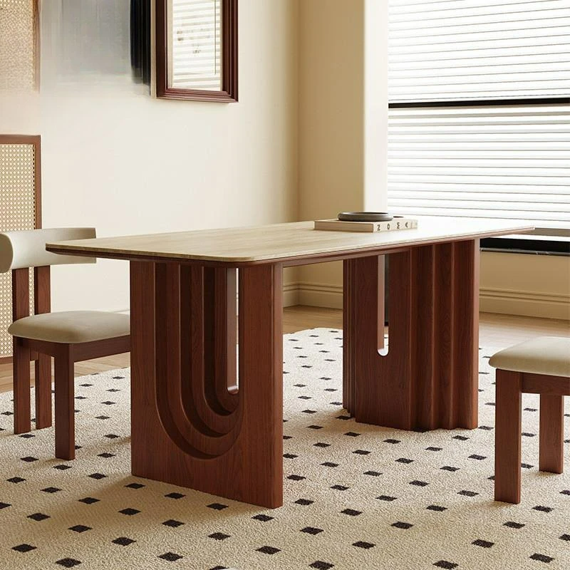 Tavolo da pranzo in ardesia di legno massello di noce retrò francese personalizzabile