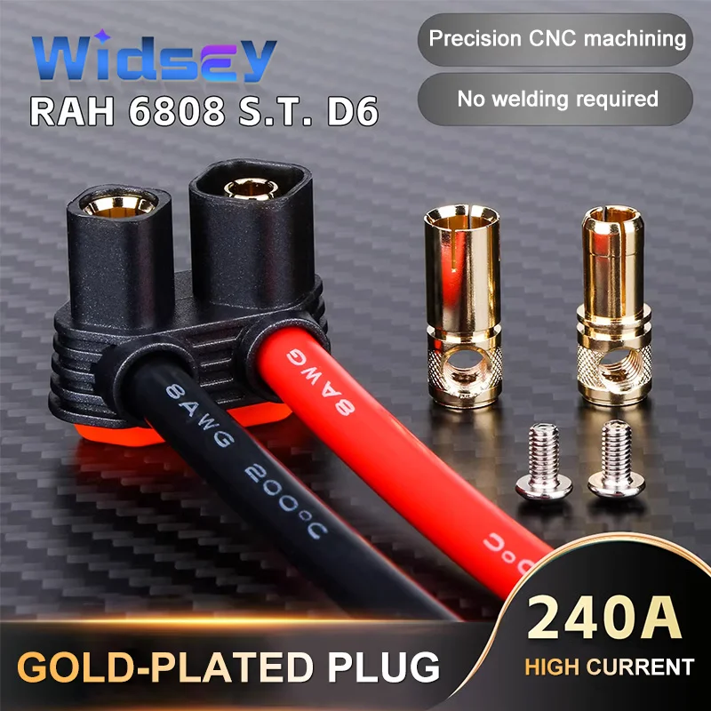 RAH S.T.D6 6808 Lithium Battery 90°Male Female Gold-plated Plug Model Aircraft UAV Connector No Soldering Required Banana Socket