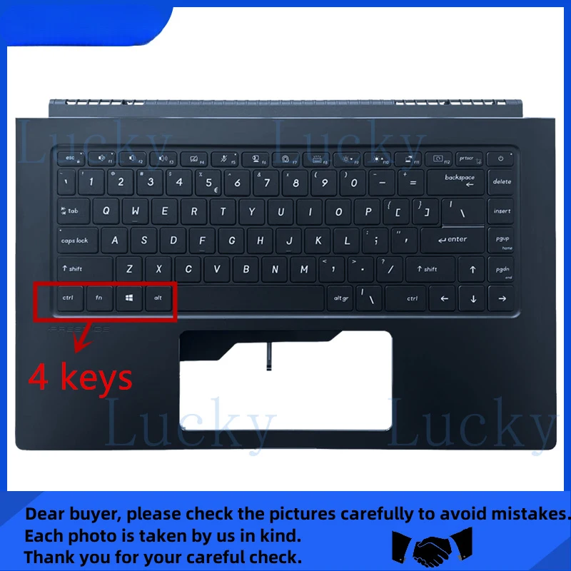 

f New For MSI Prestige 15 P15 MS-16S3 Upper Case Palmrest Cover Backlit Keyboard