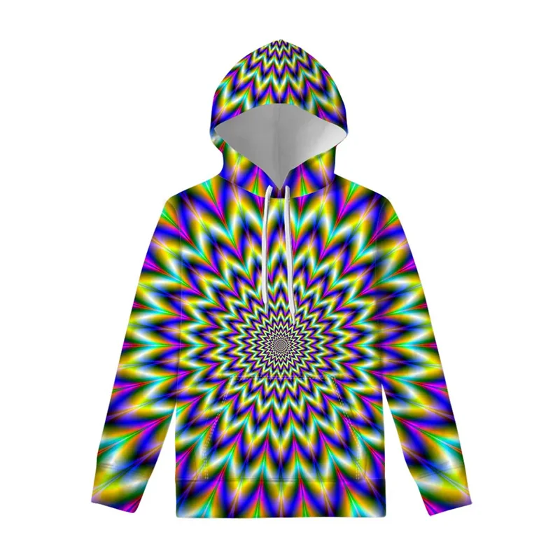 Fashion New 3D Trippy Patterns Printed Hoodies Colorful Psychedelic Styles Graphic Hooded Hoody Unisex Sweatshirts Mens Clothing