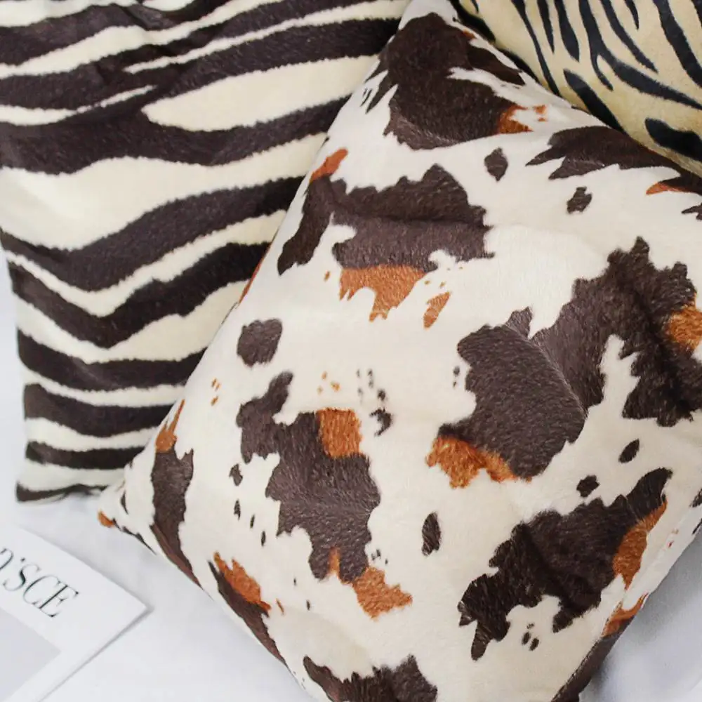 

ort Plu Animal Print Tiger Leopard Home Decorative Sofa Cuion Cover Pillowcase Heart aped U pe Pillow 7D Cotton Fil...