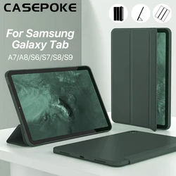 한국어 삼성 갤럭시 태블릿 케이스 액세서리 탭 S6 라이트 A8 A7 S7FE S9, 삼성 갤럭시 탭 S7 S8 S9 플러스 12.4 보호 커버