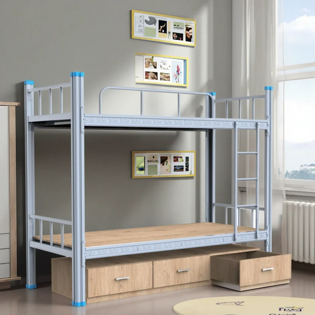 Trendy-Style Bunk Bed Easy Disassemble Modern Bunk Bed for Teenagers Sleek Minimalist Look for School Dorms